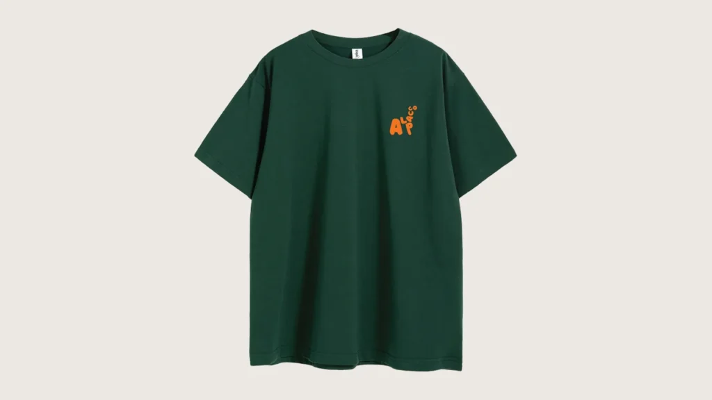 Baju t shirt berkualiti: Alpacco 260gsm oversized graphic tee in Army Green, front with small alpaca logo