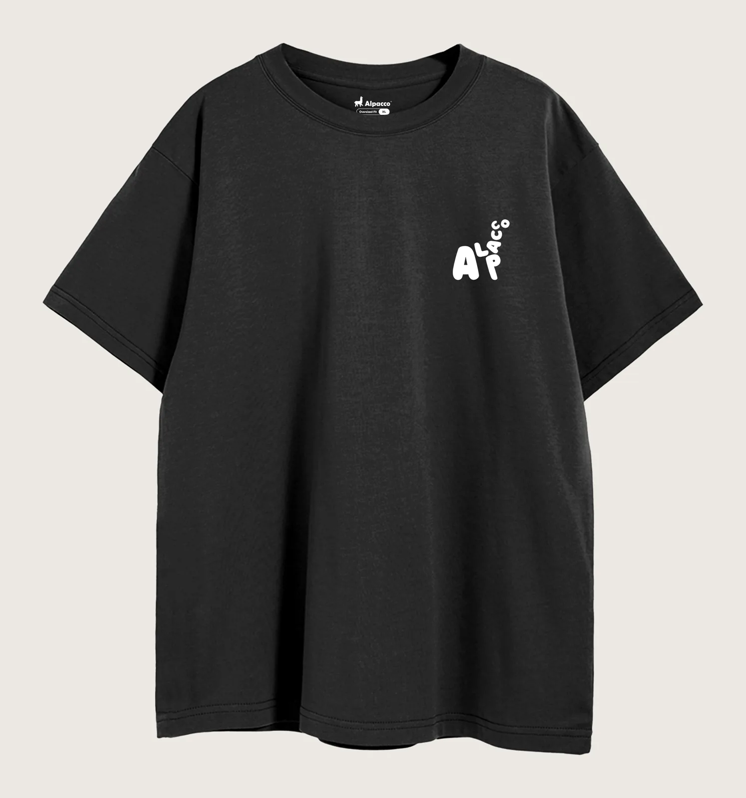 What to pack weekend trip malaysia: Alpacco 260gsm oversized graphic tee in Black, front with small alpaca logo