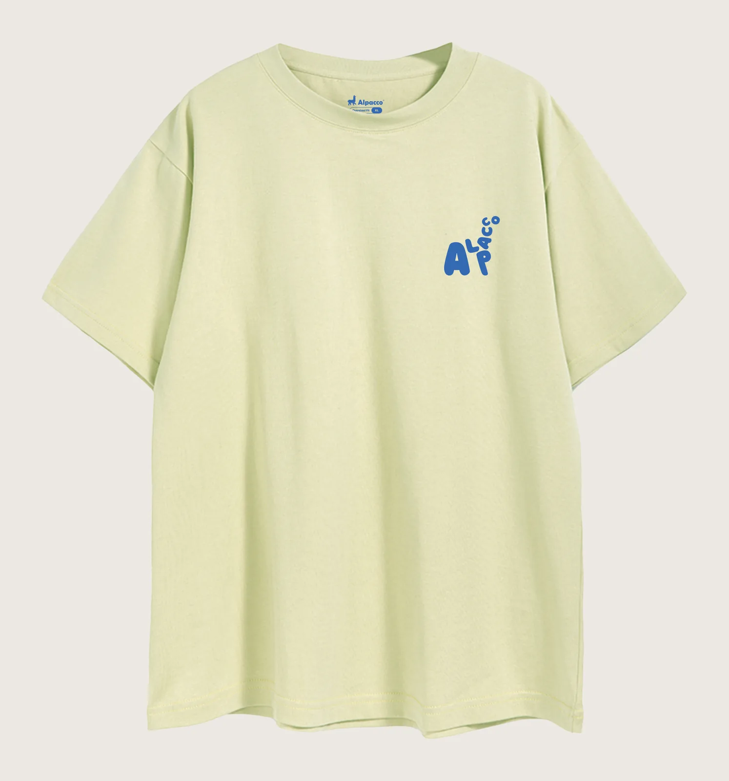 Cny outfit ideas: Alpacco 260gsm oversized graphic tee in Goose Yellow, front with small alpaca logo