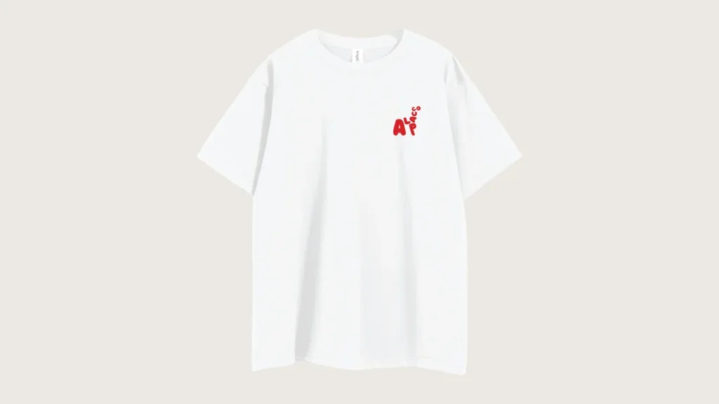 Best t shirt colours: Alpacco 260gsm oversized graphic tee in White, front with small alpaca logo