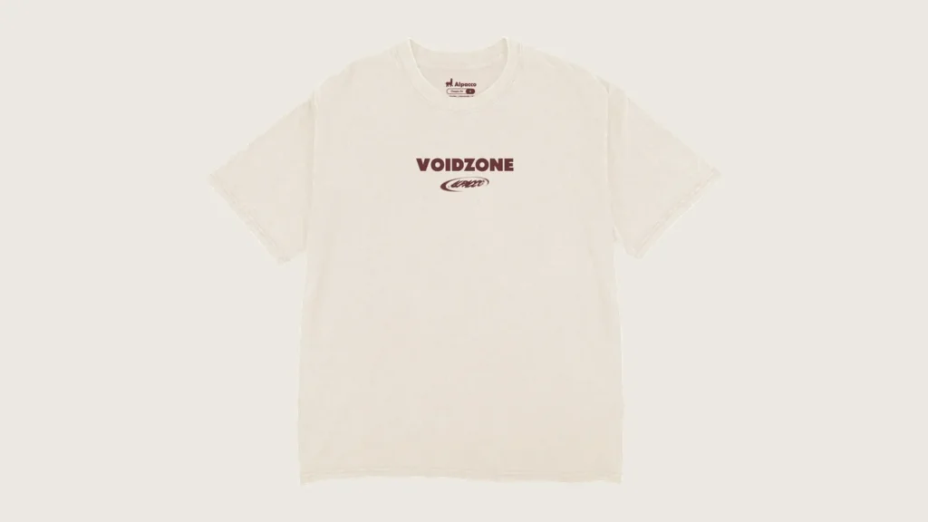 Gildan vs comfort colors: Alpacco Blackwash Tee "Voidzone" in cream wash, front with small chest print
