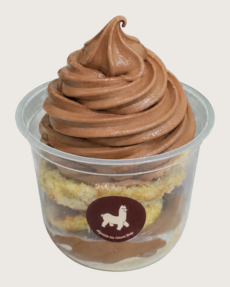 Kitkat ice cream klang: Alpacco chocolate soft serve on a layered cake dessert cup
