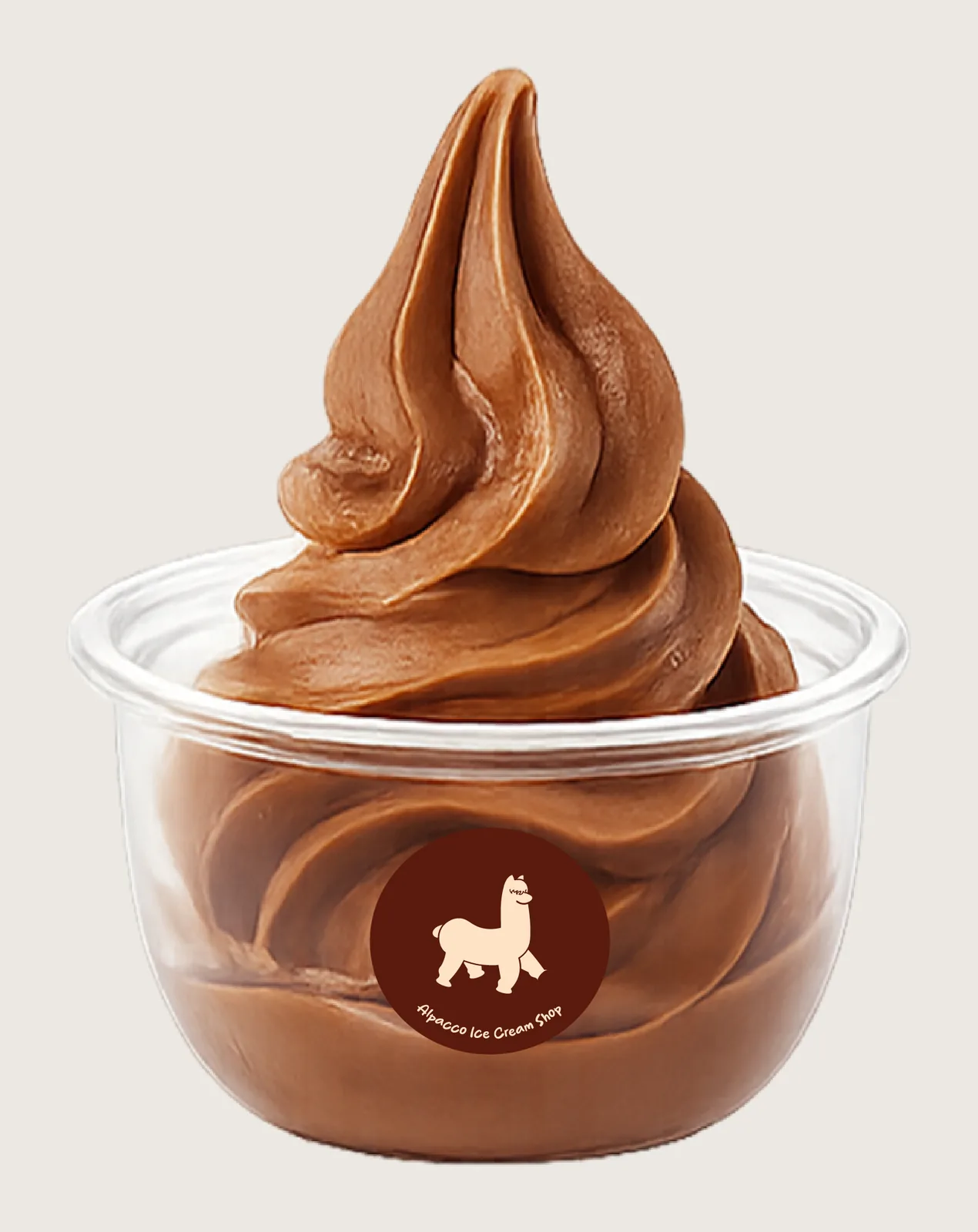 Ice cream shop klang: Alpacco chocolate soft serve in a small branded cup