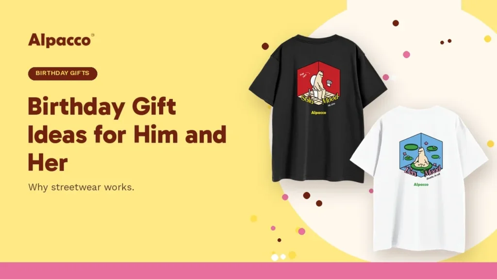 Alpacco MT Mood Tees in black and white with back prints as birthday gift ideas in Malaysia