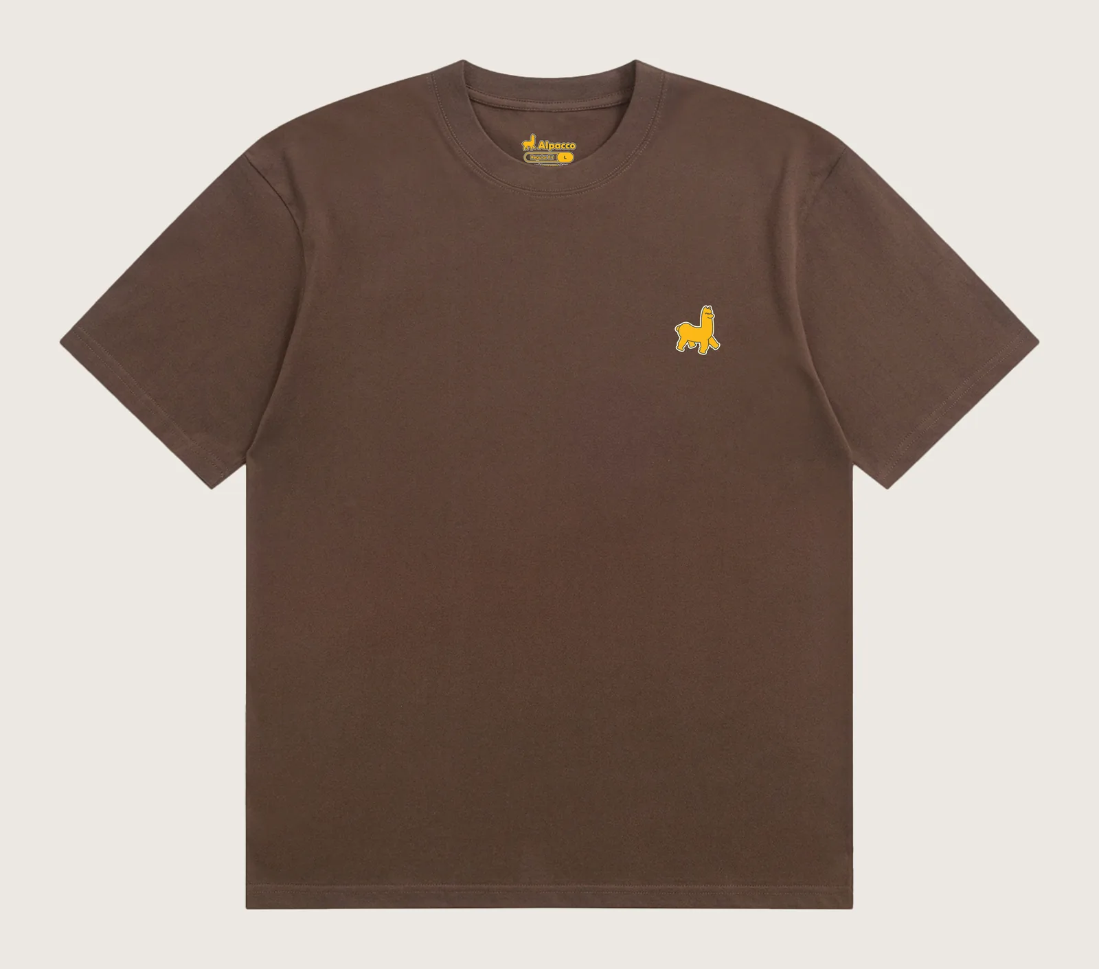 Deepavali outfit ideas for a neat tucked look: Alpacco Logo Tee in Mocha Orange, regular fit