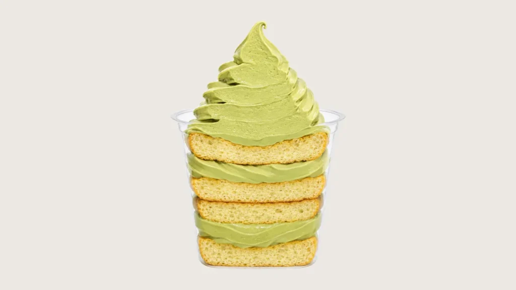 Hari raya dessert idea: large Alpacco pistachio soft serve dessert with layered sponge cake