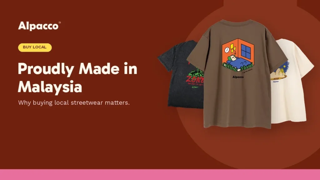 Three Alpacco tees from a made in Malaysia clothing brand: Blackwash Warp Zone, Little Monster and MT Mood Tee back prints