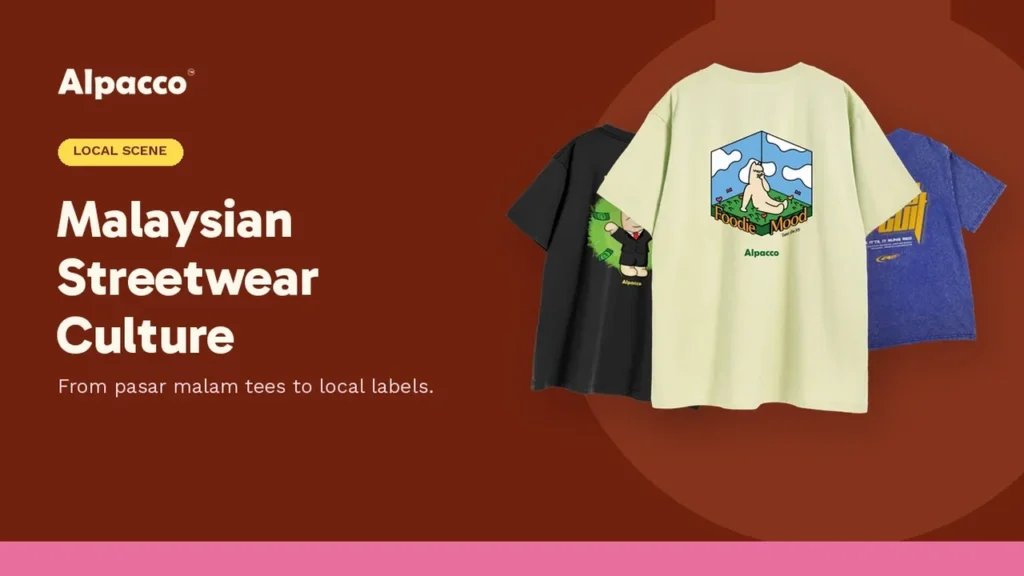 Three Alpacco local label tees with back prints representing Malaysian streetwear culture