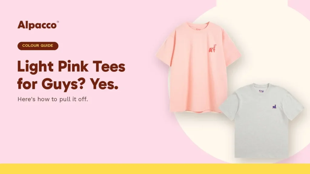 Alpacco light pink oversized tee paired with a stone grey Logo Tee for a men's pink t-shirt outfit