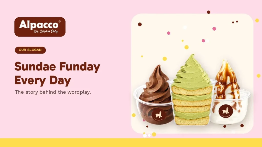 Alpacco chocolate, pistachio and soya soft serve with confetti graphics, for our Sundae Funday slogan